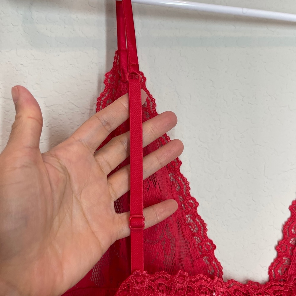 Vintage Victoria's Secret Cami Lace Top Women's Size L Red Floral - Picture 5 of 10